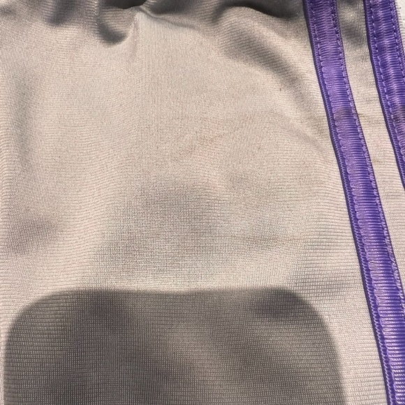 Adidas Girls work out athletic lounge pants grey gray with purple stripe 6X. - Picture 11 of 12